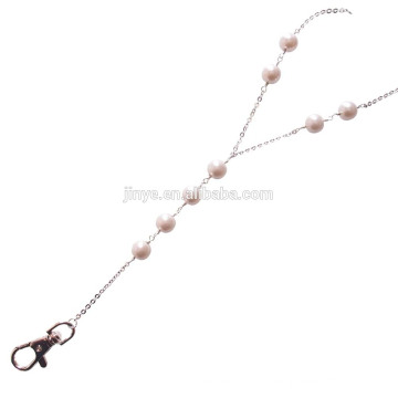Longe de perle de Sundysh, lanière perlée blanche de perle de lasso simple de mode pour le support d&#39;insigne de carte d&#39;identité